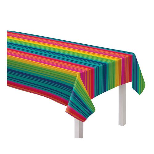 Fiesta Serape Striped Flannel Backed Vinyl Tablecover