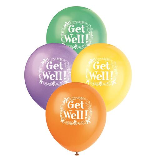 30cm Get Well Bouquet Printed Balloons 6 Pack