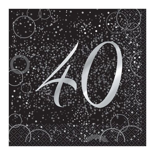Glitz Silver Foil Stamped 40 Luncheon Napkins 2ply 16 Pack