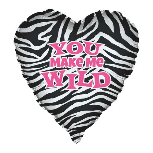 You Make Me Wild 45cm (18) Heart Foil Balloon Packaged