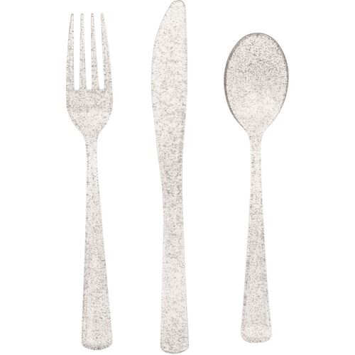 Silver Glitter 18 Assorted Cutlery