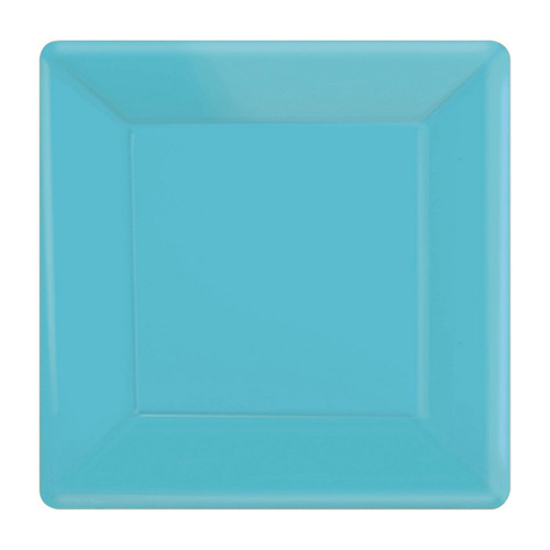 Caribbean Blue Square Paper Plates 26cm 20 Pack