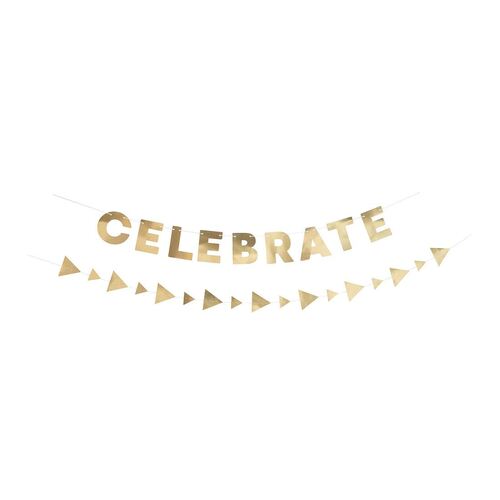 Gold Celebrate Paper Garland Set 2 Piece