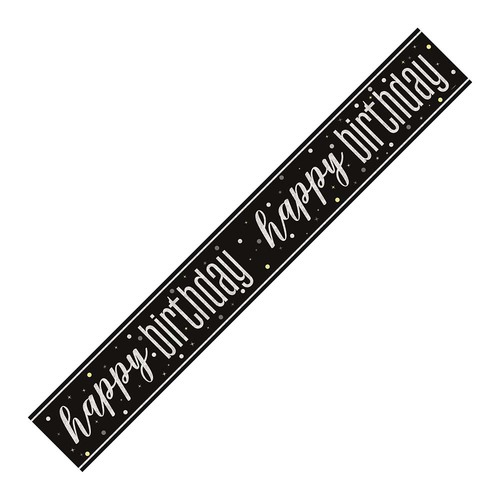 Happy Birthday Glitz Black Foil Banner 2.74m 