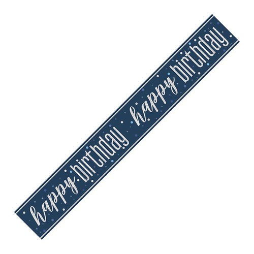 Happy Birthday Glitz Blue Foil Banner 2.74m 