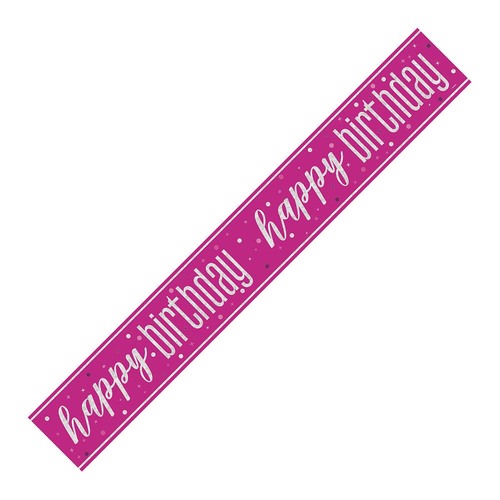 Happy Birthday Glitz Pink Foil Banner 2.74m