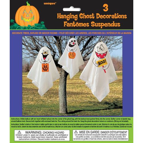 3 Hanging Ghost Decorations