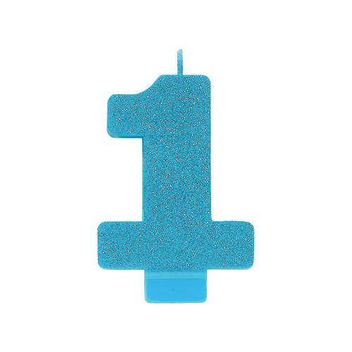 Candle Number Glitter Blue #1