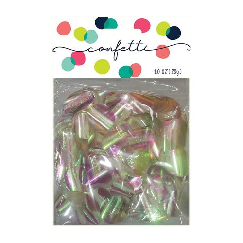 Confetti Circles Metallic White 2cm Iridescent 28g