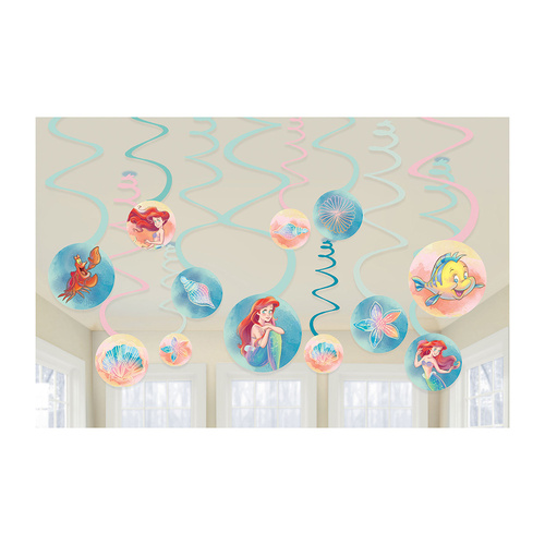 The Little Mermaid Spiral Swirls Hanging Decorations 12 Pack