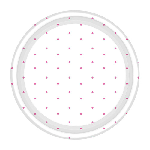 Dots Paper Plates Round Bright Pink NPC 17cm 8 Pack