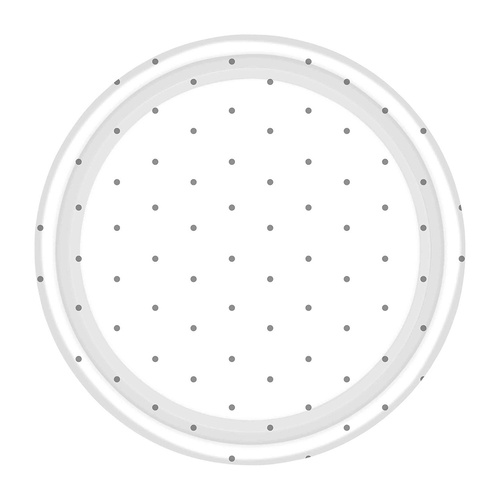 Dots Paper Plates Round Silver NPC 17cm 8 Pack