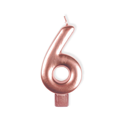 Candle Number 6 Moulded Rose Gold