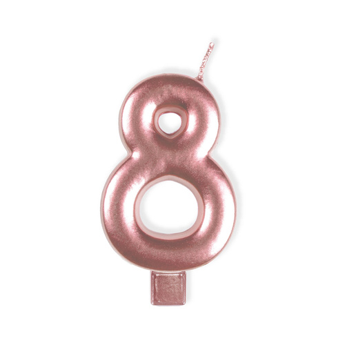 Candle Number 8 Moulded Rose Gold