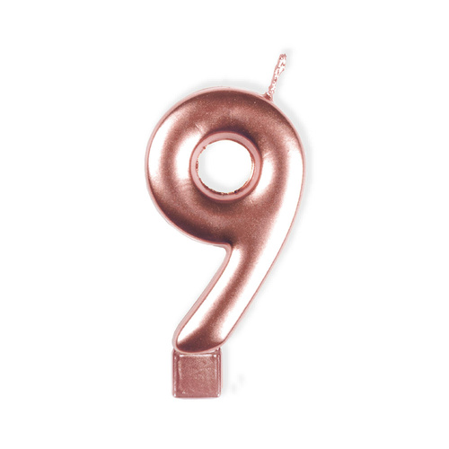 Candle Number 9 Moulded Rose Gold