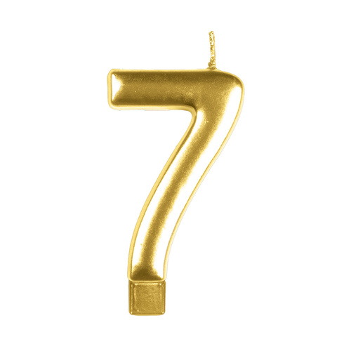 Candle Number 7 Moulded Gold