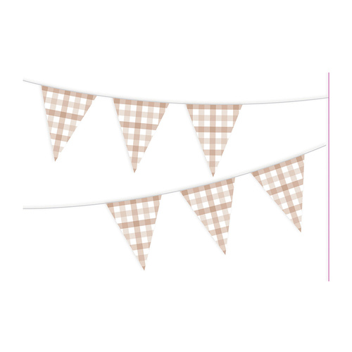 Gingham Paper Bunting White Sand