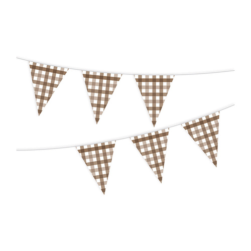 Gingham Paper Bunting Teddy Brown