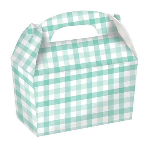 Gingham Paper Treat Box Pastel Mint 4 Pack