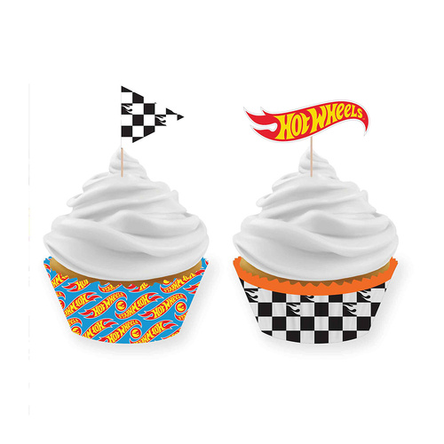 Hot Wheels Cupcake Cases & Pick Set