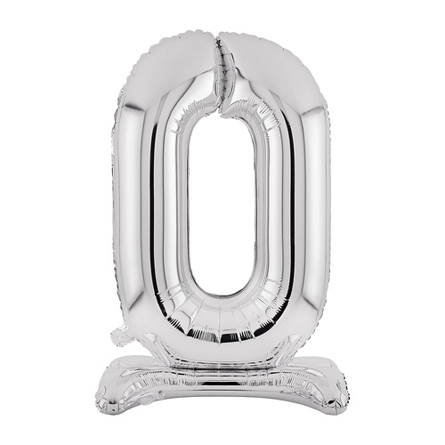 Large Number 0 Standing Silver Foil Balloon