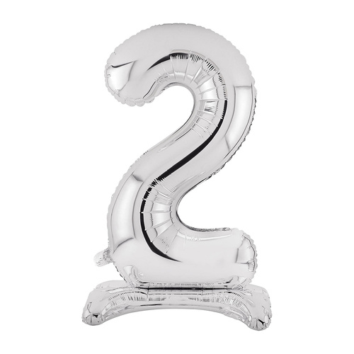 Large Number 2 Standing Silver Foil Balloon