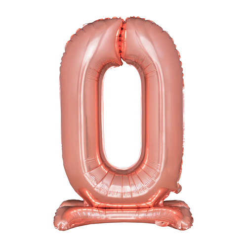 Large Number 0 Standing Rose Gold Foil Balloon