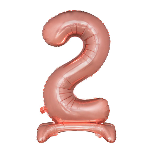 Large Number 2 Standing Rose Gold Foil Balloon