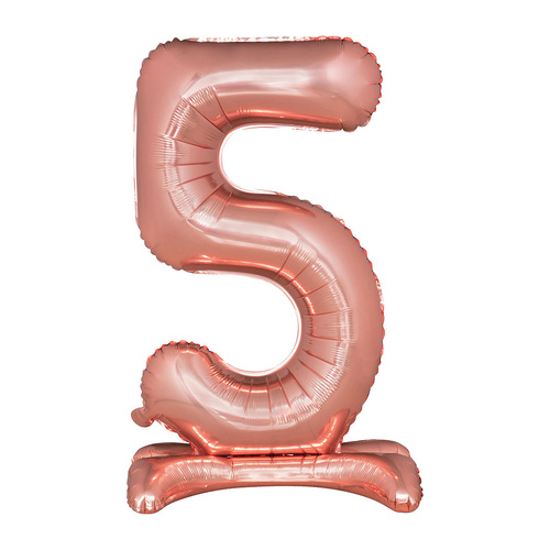 Large Number 5 Standing Rose Gold Foil Balloon