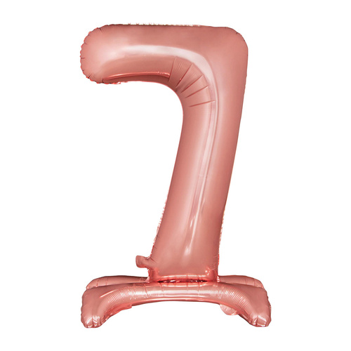 Large Number 7 Standing Rose Gold Foil Balloon