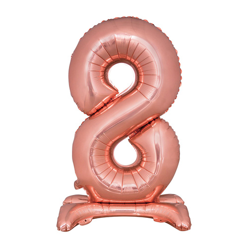 Large Number 8 Standing Rose Gold Foil Balloon