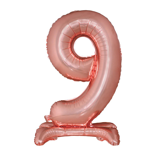 Large Number 9 Standing Rose Gold Foil Balloon