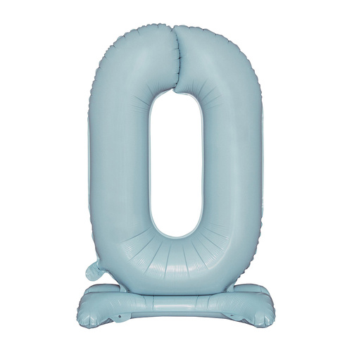 Large Number 0 Standing Pastel Blue Foil Balloon