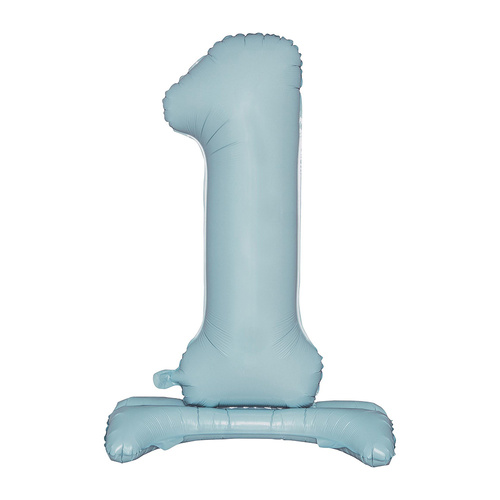 Large Number 1 Standing Pastel Blue Foil Balloon