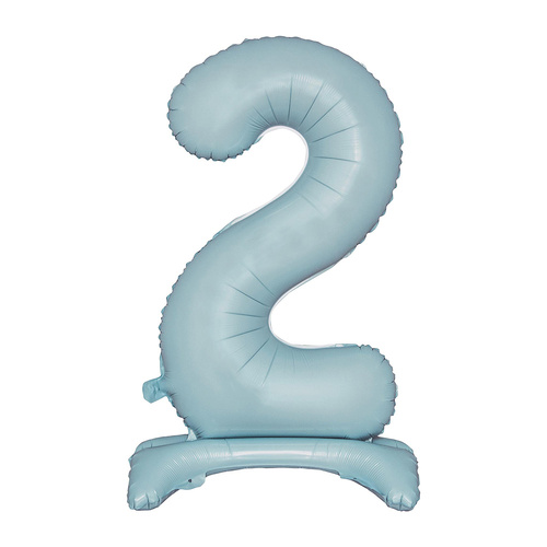 Large Number 2 Standing Pastel Blue Foil Balloon