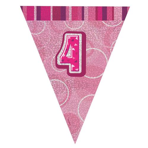 Glitz Pink Flag Banner - 4