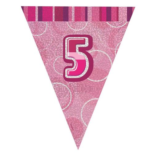 Glitz Pink Flag Banner - 5