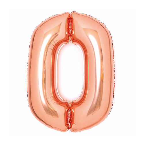 Large Number 0 Rose Gold Foil Ballon 64cm w x 90cm h