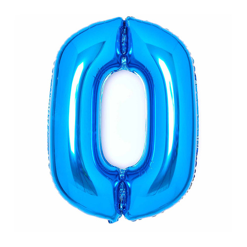 Large Number 0 Blue Foil Balloon 64cm w x 90cm h