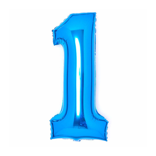 Large Number 1 Blue Foil Balloon 37cm w x 82cm h