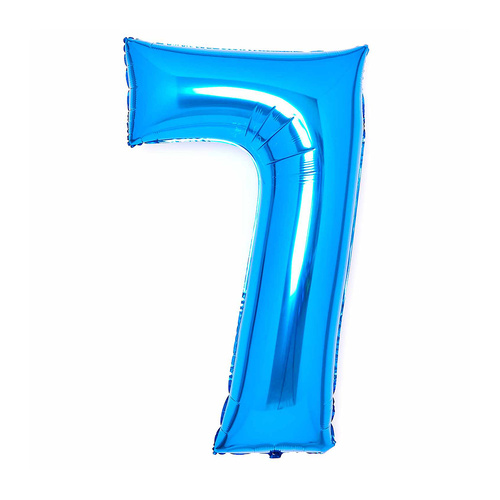 Large Number 7 Blue Foil Balloon 53cm w x 89cm h