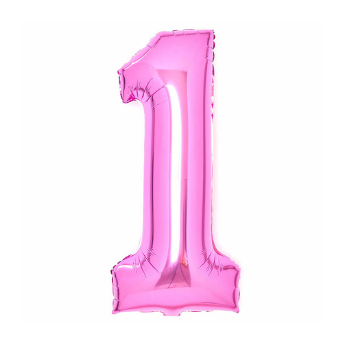 Large Number 1 Pink Foil Balloon 37cm w x 82cm Foil Balloon