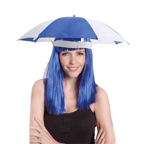 Blue and White Umbrella Hat 