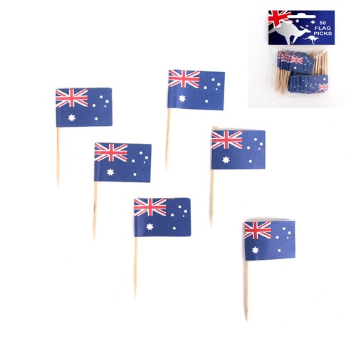 Australian Flag Food Picks  50 Pack