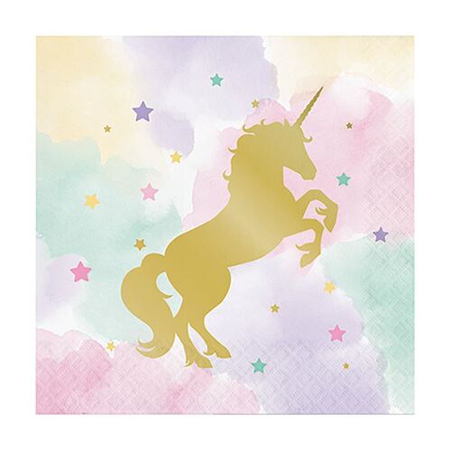 Unicorn Sparkle Lunch Napkins Foil Stamped 16 Pack