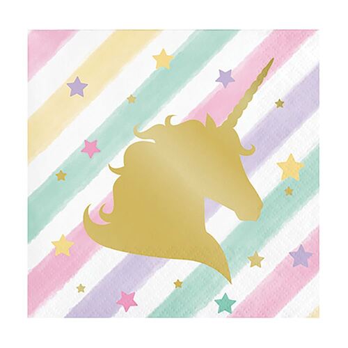 Unicorn Sparkle Beverage Napkins Foil Stamped 16 Pack