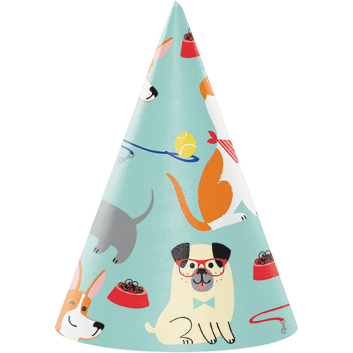 Dog Party Cone Shaped Party Hats 8 Pack