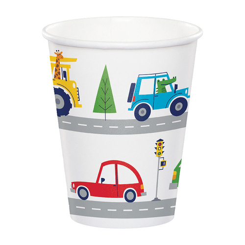 Transportation Time Paper Cups 266ml 8 Pack