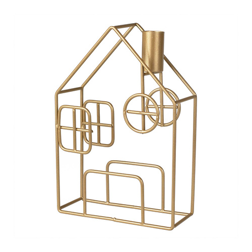Cosy Copper Gold Metal House Candle Holder