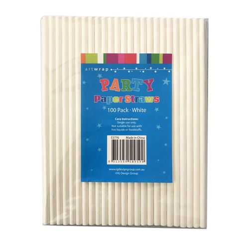 Paper Straws -White 100Pk